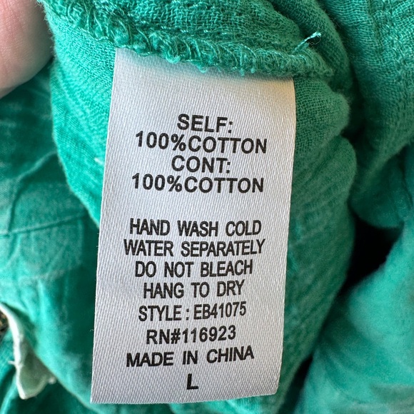 Easel Here I Am Mineral Washed Green Cotton Wide Leg Jumpsuit Boho L - Picture 13 of 16